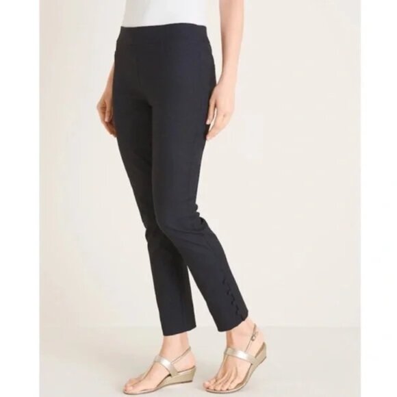 NWT CHICO'S So Slimming Brigitte Button-Hem Ankle Pants Navy Size 2.5T - Picture 1 of 8